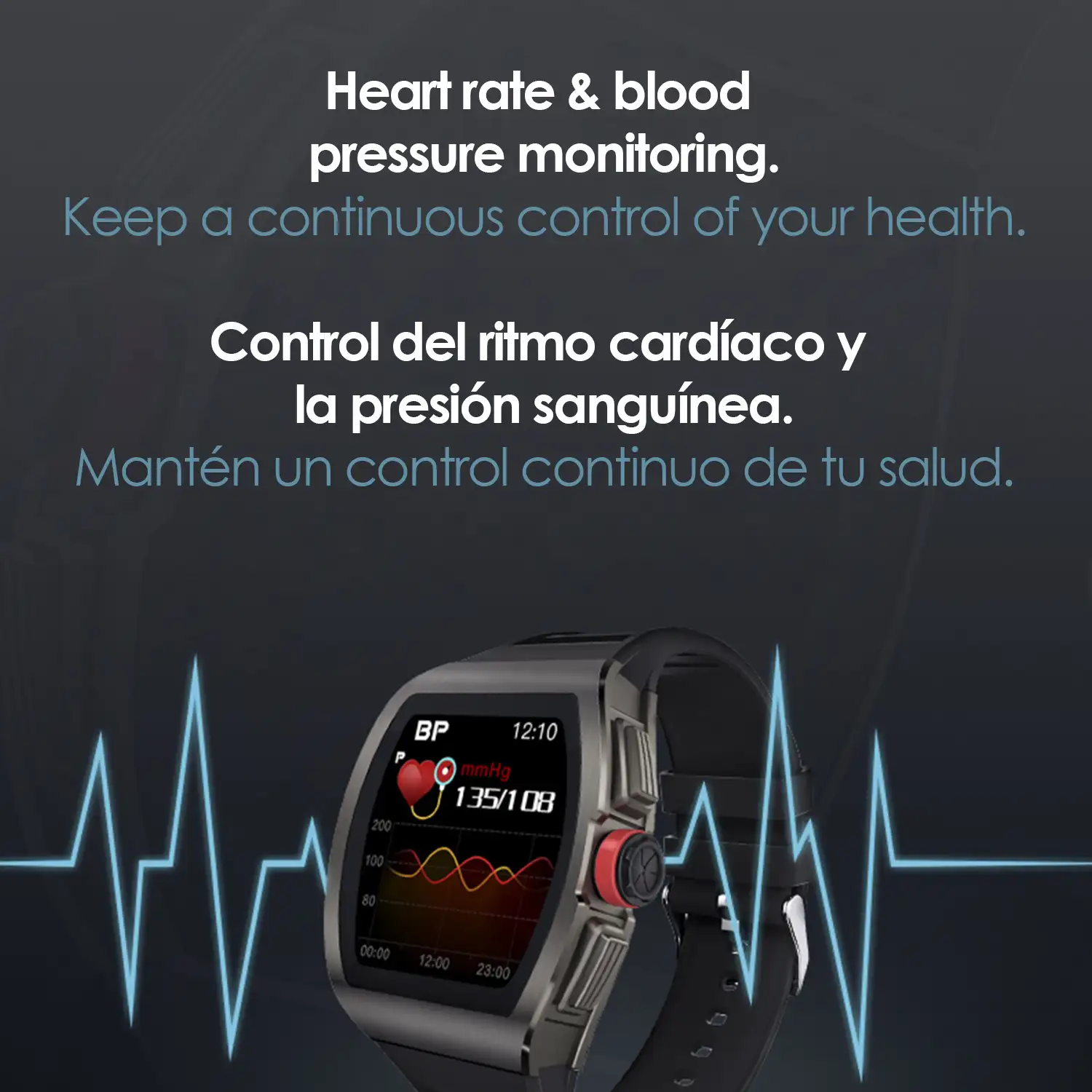 Smartwatch M11 con tensión, monitor cardíaco, 10 modos multideportivos.