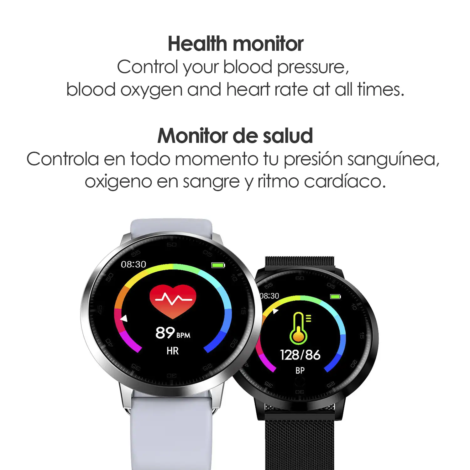 Smartwatch K12 con monitor de tensión, cardíaco, oxígeno en sangre y modo multideportivo.