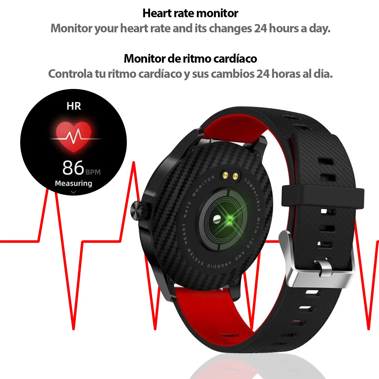 Smartwatch K15 con temperatura corporal, monitor de tensión, cardíaco, oxígeno en sangre y modo multideportivo.