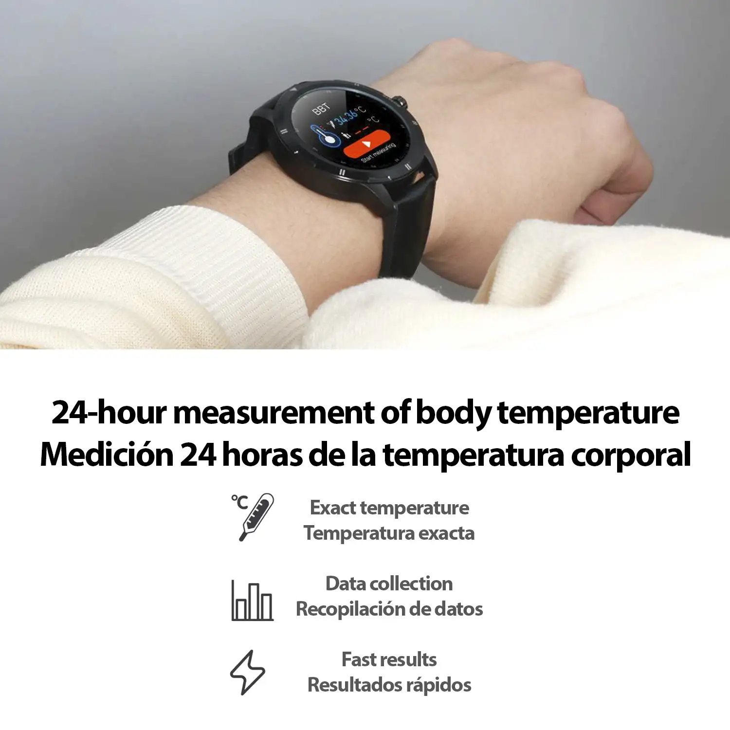 Smartwatch K15 con temperatura corporal, monitor de tensión, cardíaco, oxígeno en sangre y modo multideportivo.