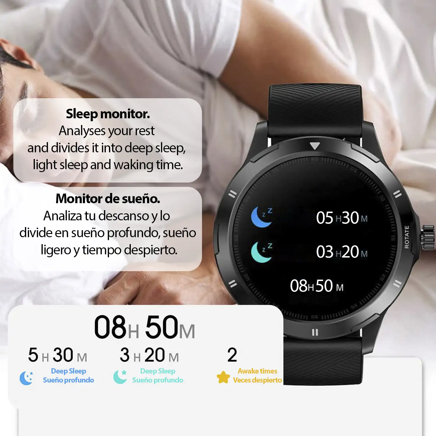 Smartwatch K15 con temperatura corporal, monitor de tensión, cardíaco, oxígeno en sangre y modo multideportivo.