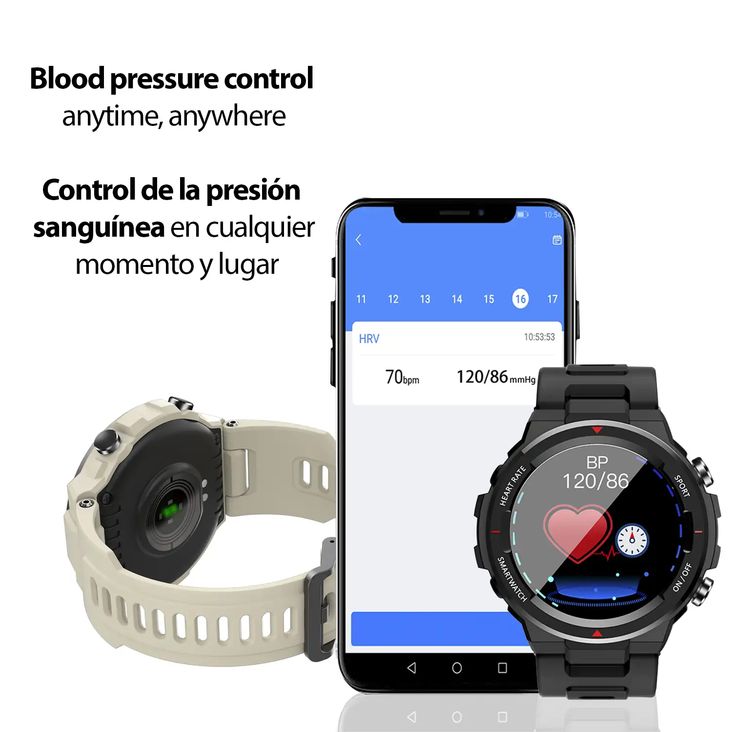 Smartwatch Q70 con monitor cardíaco, tensión y 9 modos multideportivos.