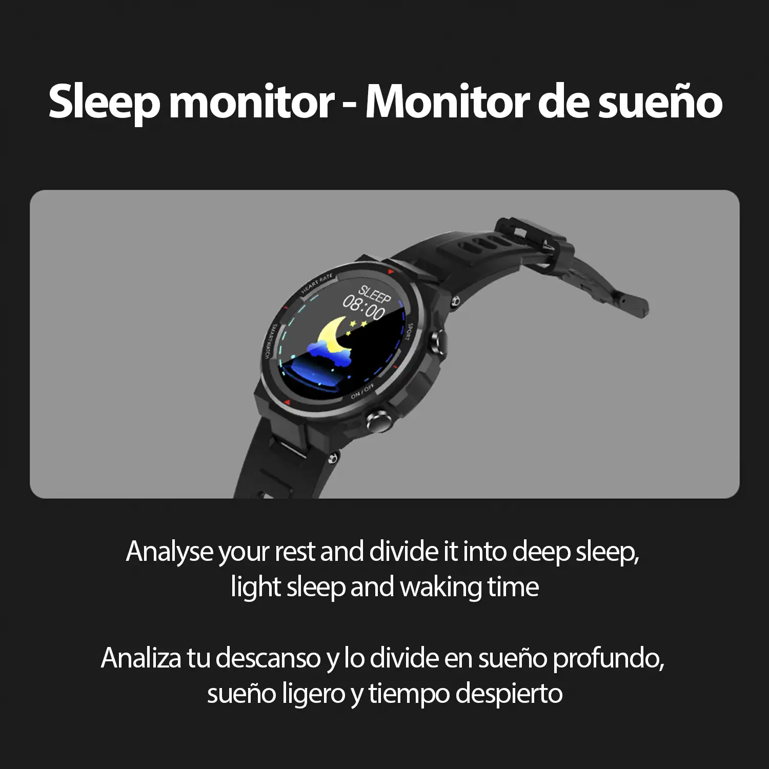 Smartwatch Q70 con monitor cardíaco, tensión y 9 modos multideportivos.