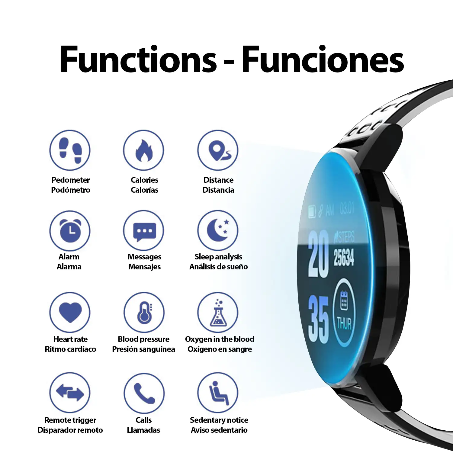 Brazalete inteligente ID119 con notificaciones, monitor cardíaco, O2 en sangre, pulso y modo multideporte