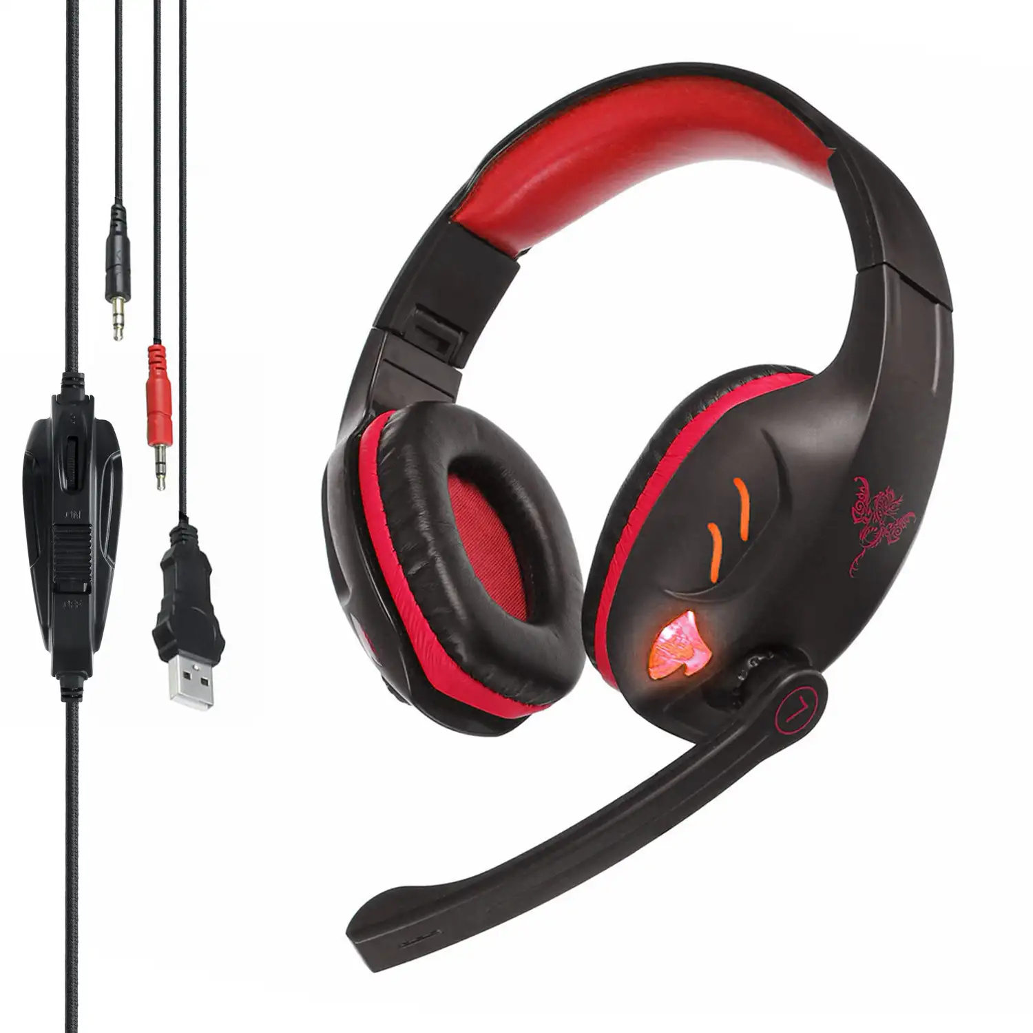 Headset IN-968. Auriculares gaming con micro, conexión minijack y luces LED, para PC/Mac.