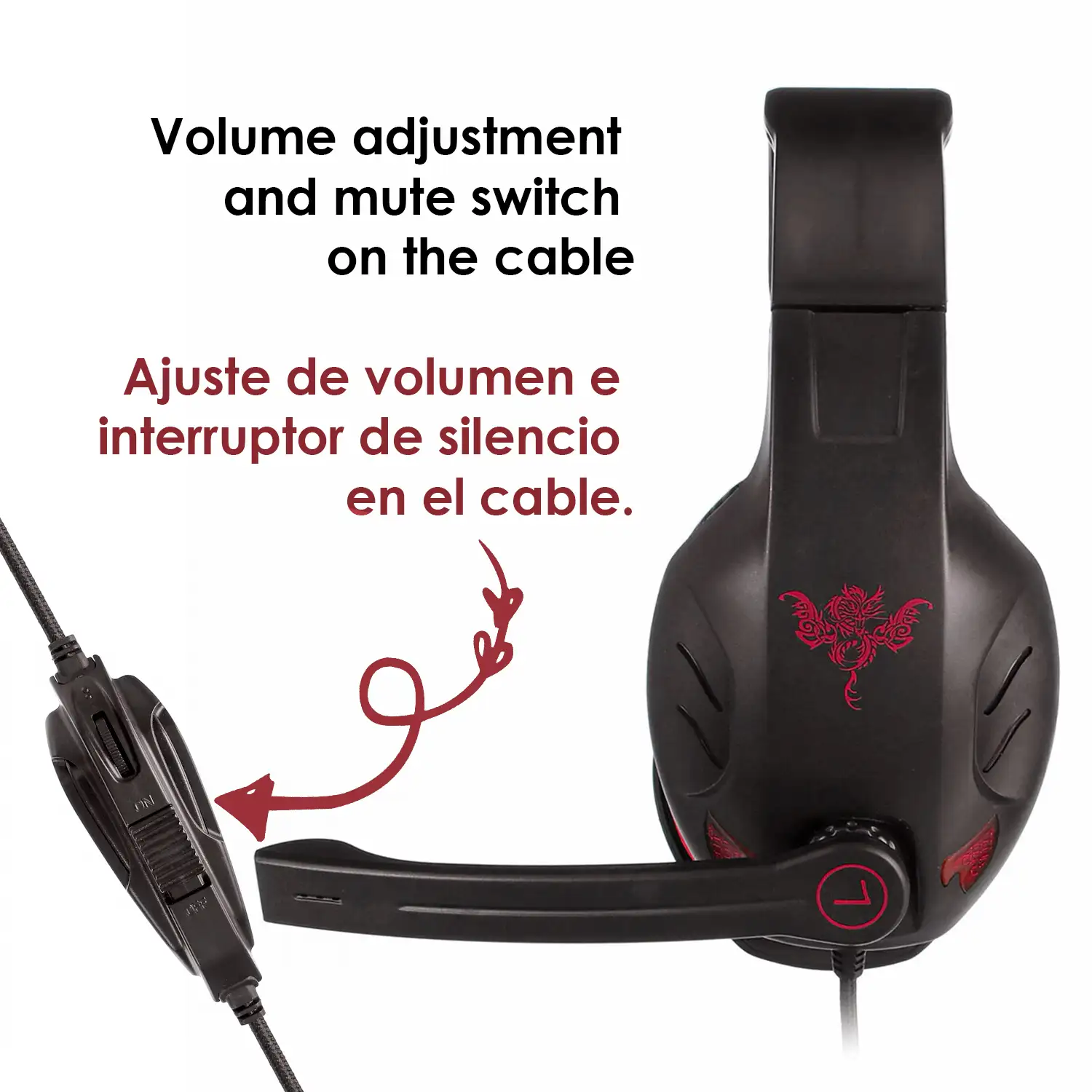 Headset IN-968. Auriculares gaming con micro, conexión minijack y luces LED, para PC/Mac.