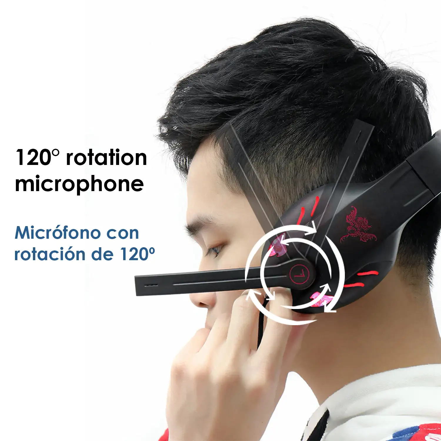 Headset IN-968. Auriculares gaming con micro, conexión minijack y luces LED, para PC/Mac.