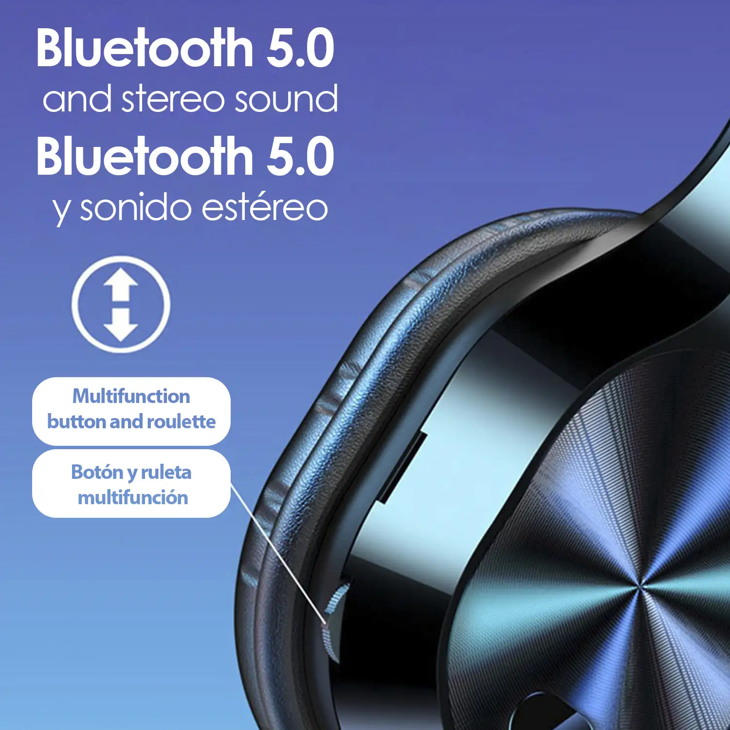 Cascos T5 Bluetooth 5.0, con manos libres y lector micro SD.