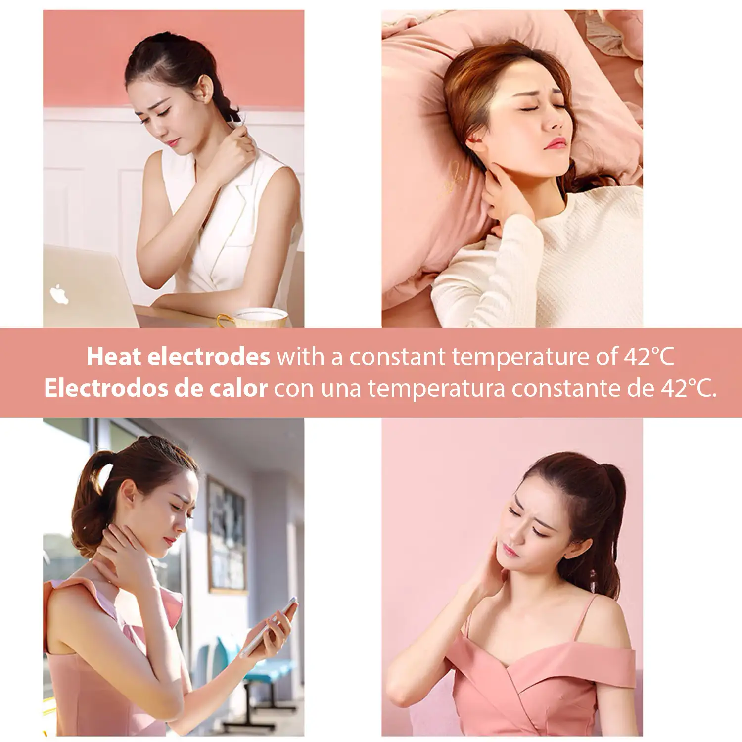 Masajeador de cuello inteligente con electrodos térmicos y control remoto. 4 modos de masaje de intensidad variable