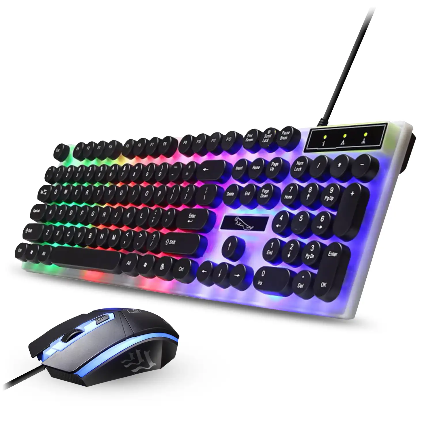 Pack Gaming G21 de teclado y ratón con luces RGB. Teclado tipo mecánico. Ratón 1600dpi.