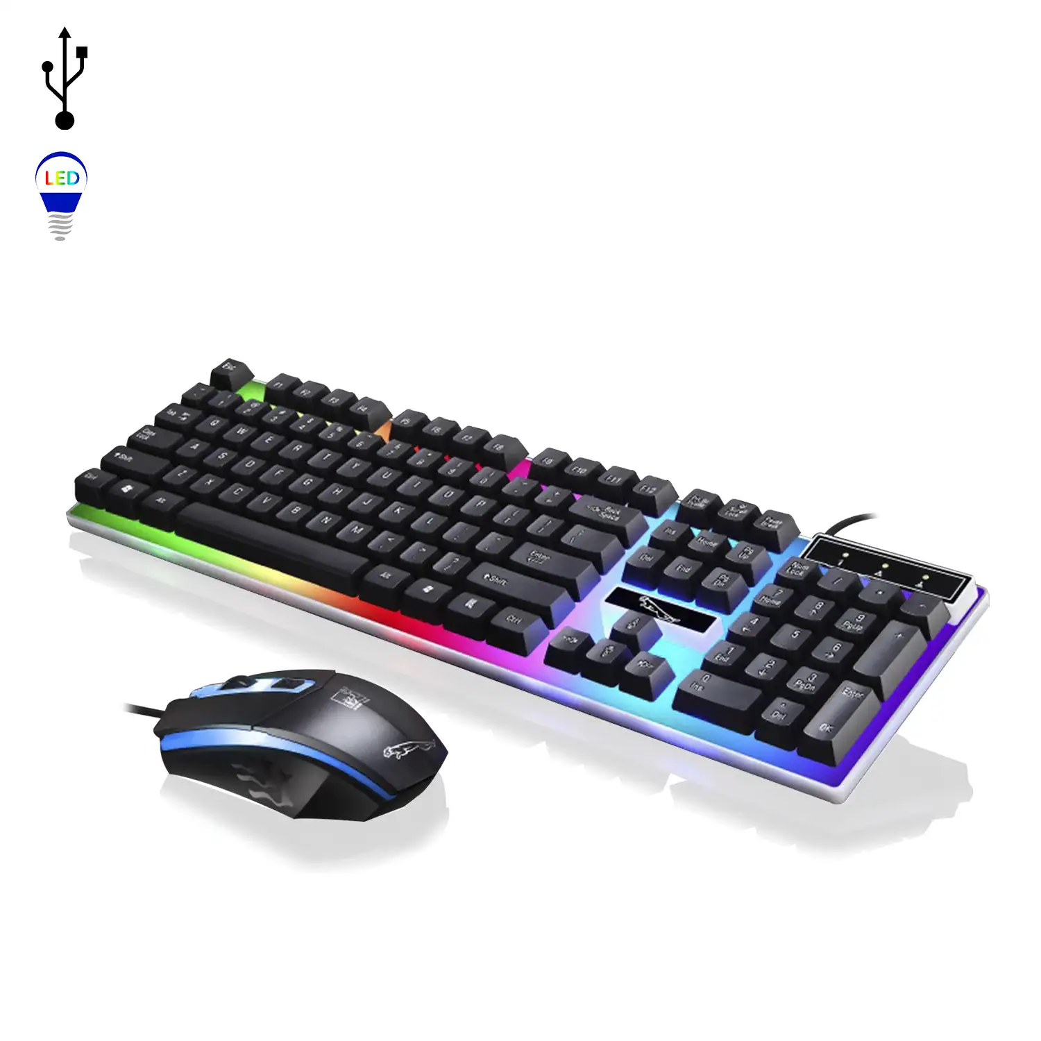 Pack gaming G21B de teclado y ratón con luces RGB.