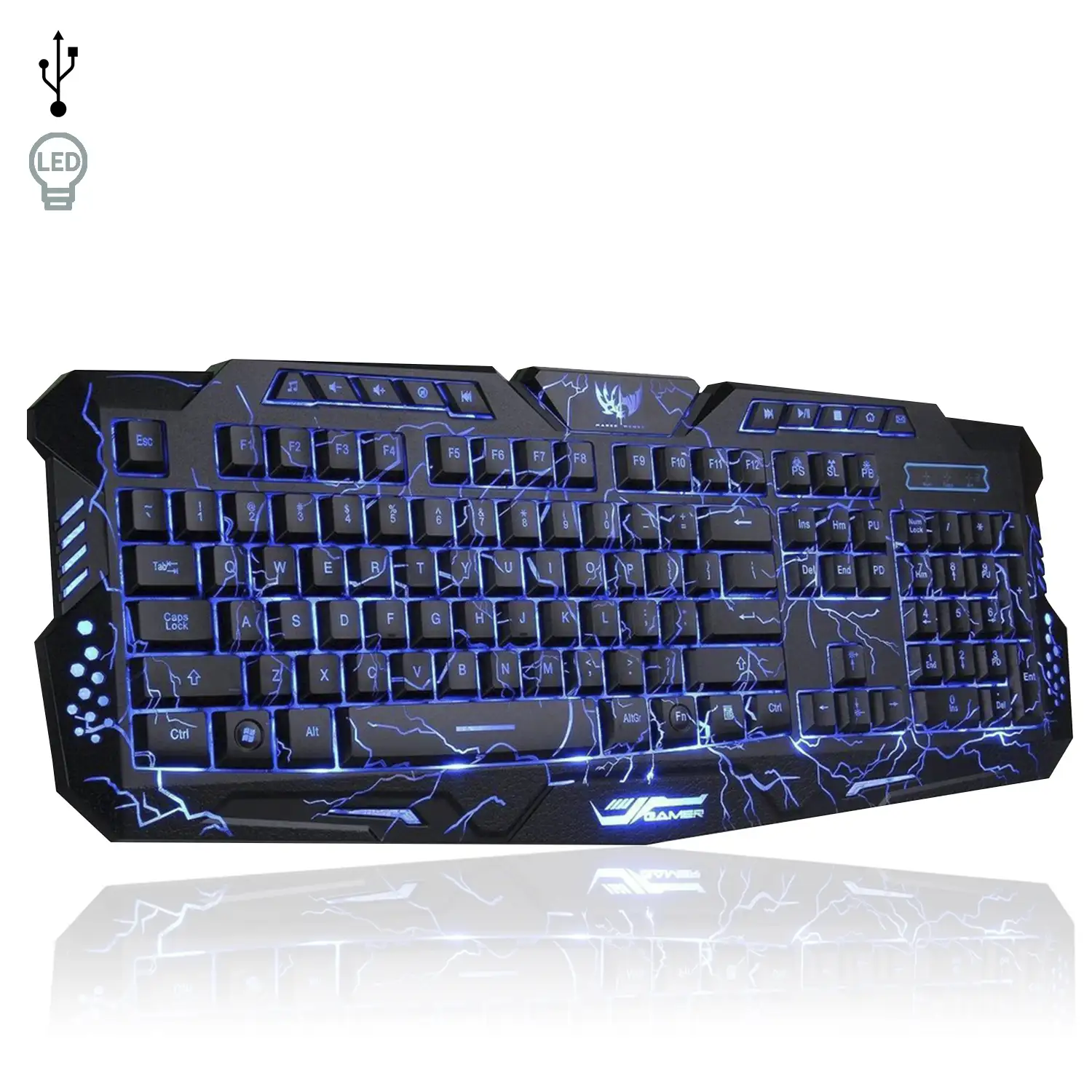 Teclado Gaming M200 con 3 colores de iluminación LED a elegir.