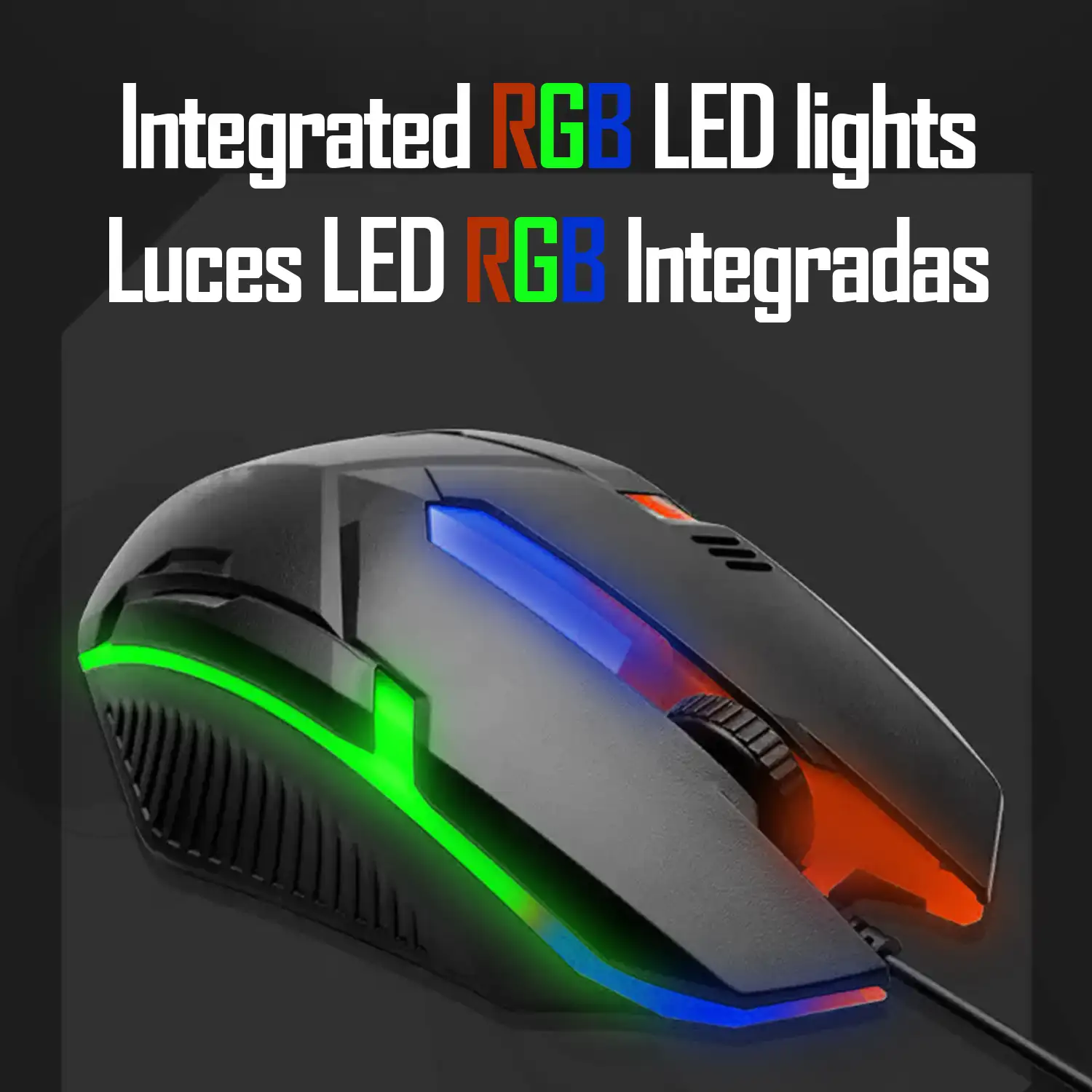 Ratón Gaming M103 con Luces LED RGB. 1000dpi.