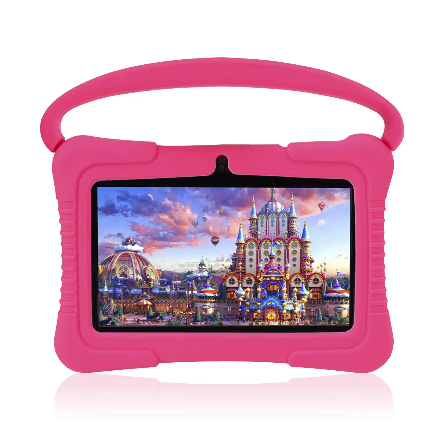 Tablet Infantil de 7 pulgadas Android Go 10 Quad Core, WiFi, con cámara y funda de silicona con asa y soporte. Control parental fácil.