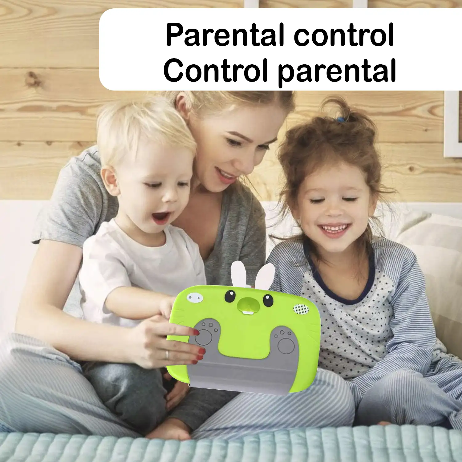 Tablet infantil Quad Core Android 9.0, WiFi, con control parental y limitador de tiempo de uso, cámara doble y solapa soporte