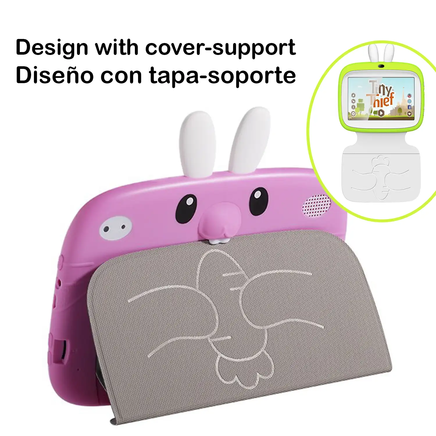 Tablet infantil Quad Core Android 9.0, WiFi, con control parental y limitador de tiempo de uso, cámara doble y solapa soporte