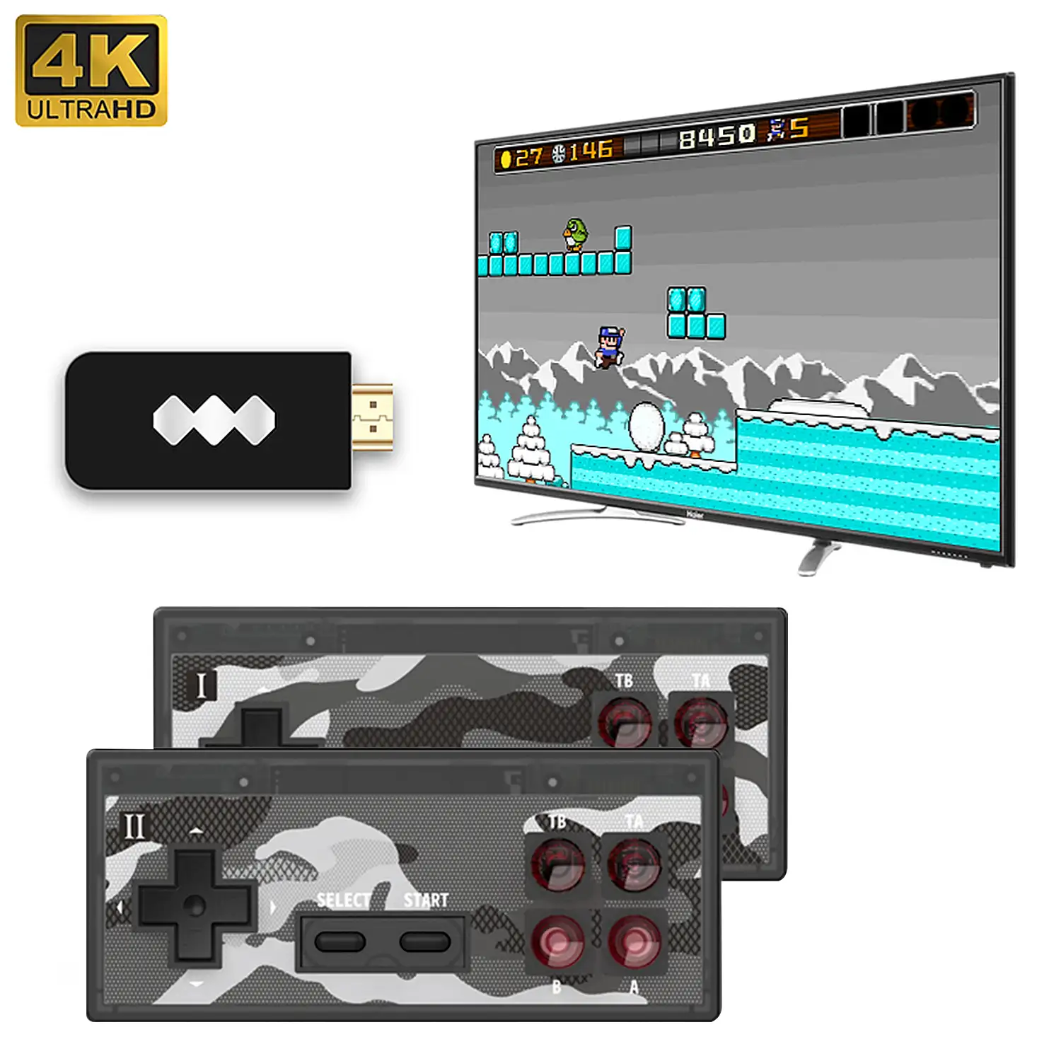 Consola videojuegos Y2HDPLUS conexión a tu pantalla TV. Soporta 4K. Incluye 1400 juegos.
