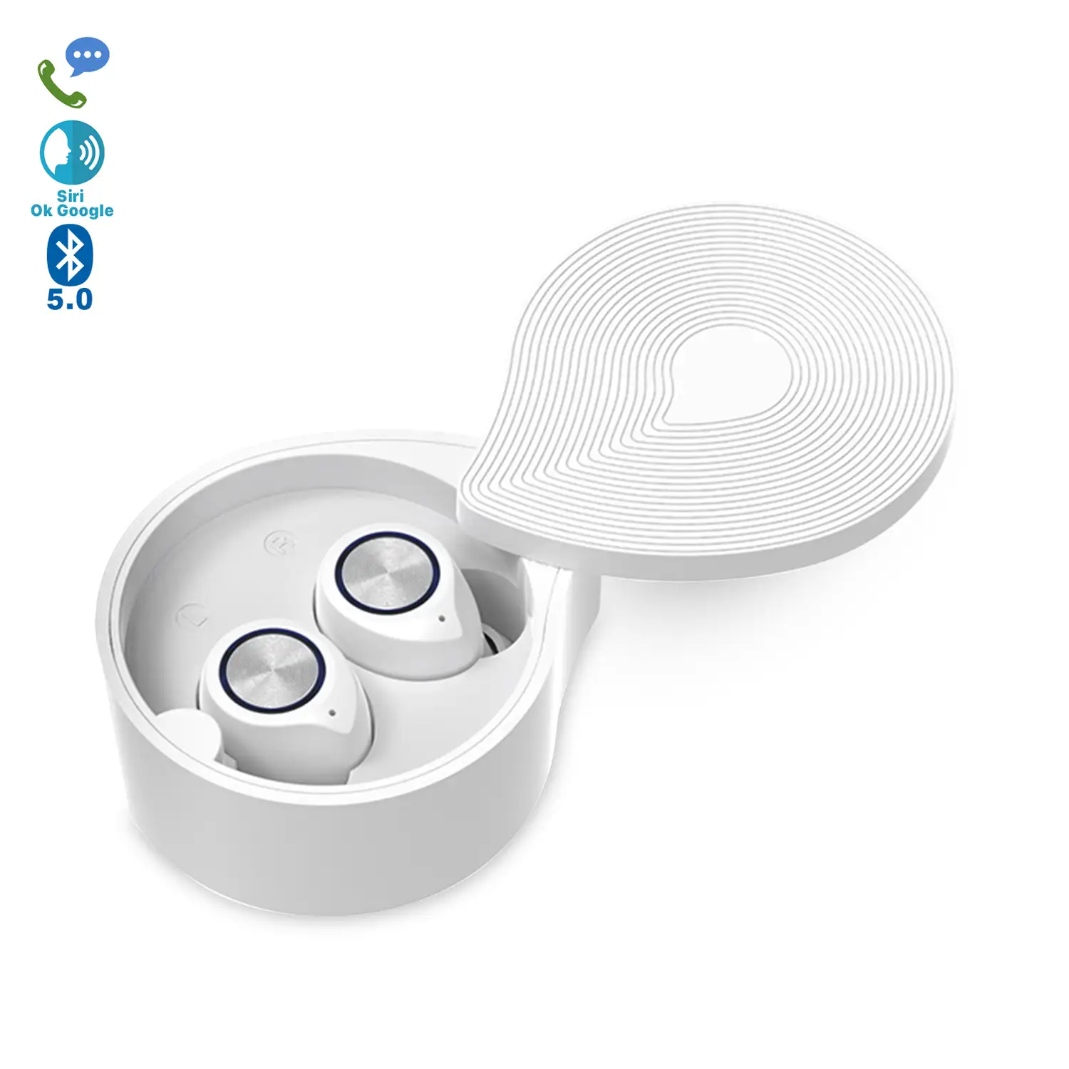 Auriculares TW70 TWS Bluetooth 5.0, controles táctiles, base de carga 300mAh.