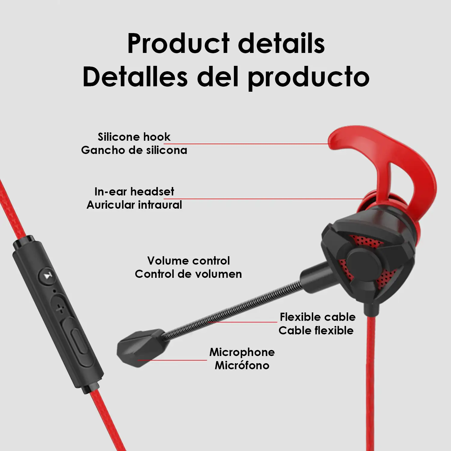 Headset In-Ear THS105. Auriculares in-ear para videojuegos con micrófono extraíble y control de volumen. Xbox, PS4, PC, tablet, móvil.