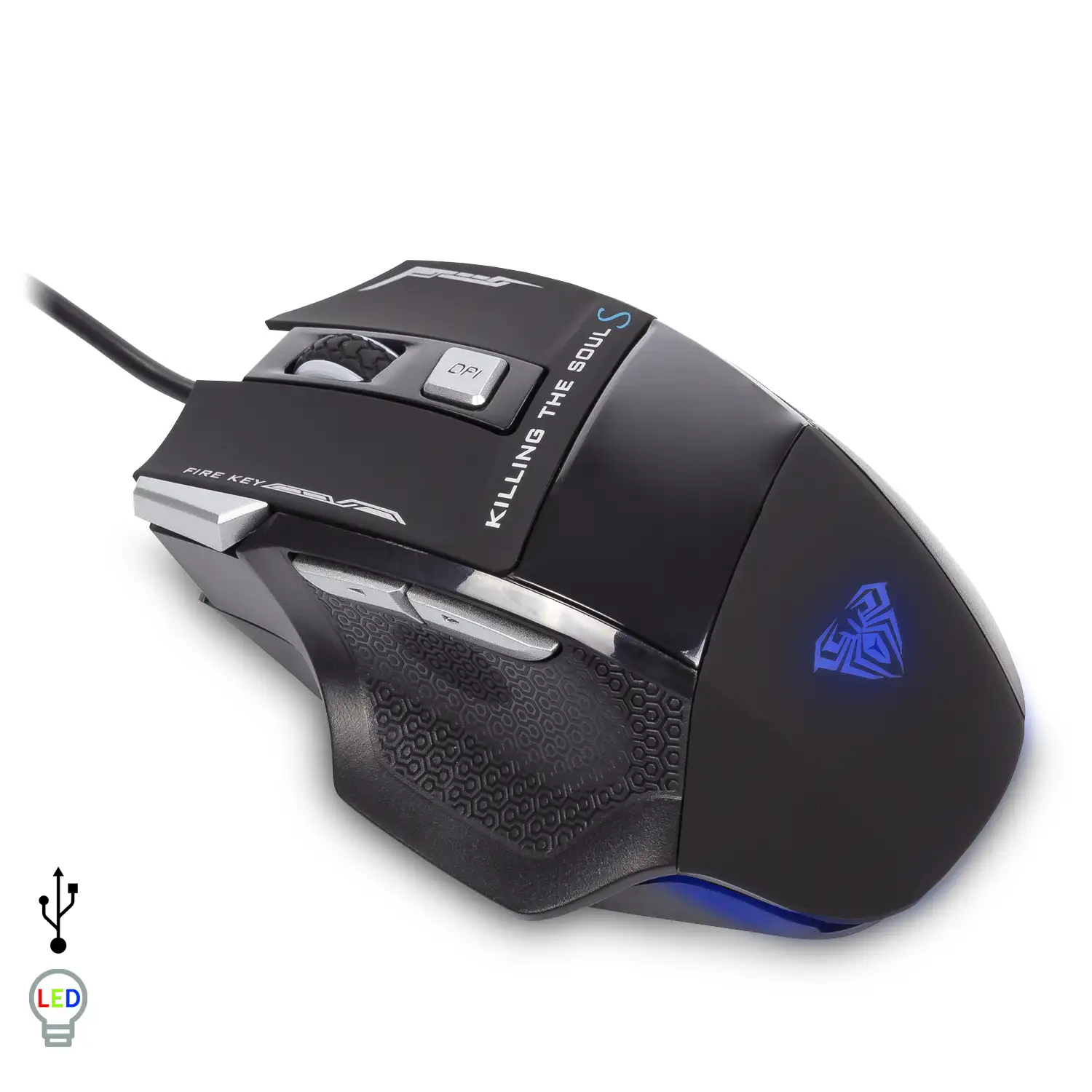 Ratón gaming Aula S1Z, hasta 4800DPI, sensor óptico, 125Hz. Botón de disparo e iluminación LED.