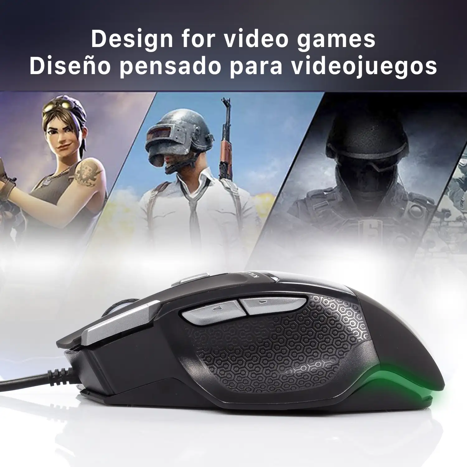 Ratón gaming Aula S1Z, hasta 4800DPI, sensor óptico, 125Hz. Botón de disparo e iluminación LED.