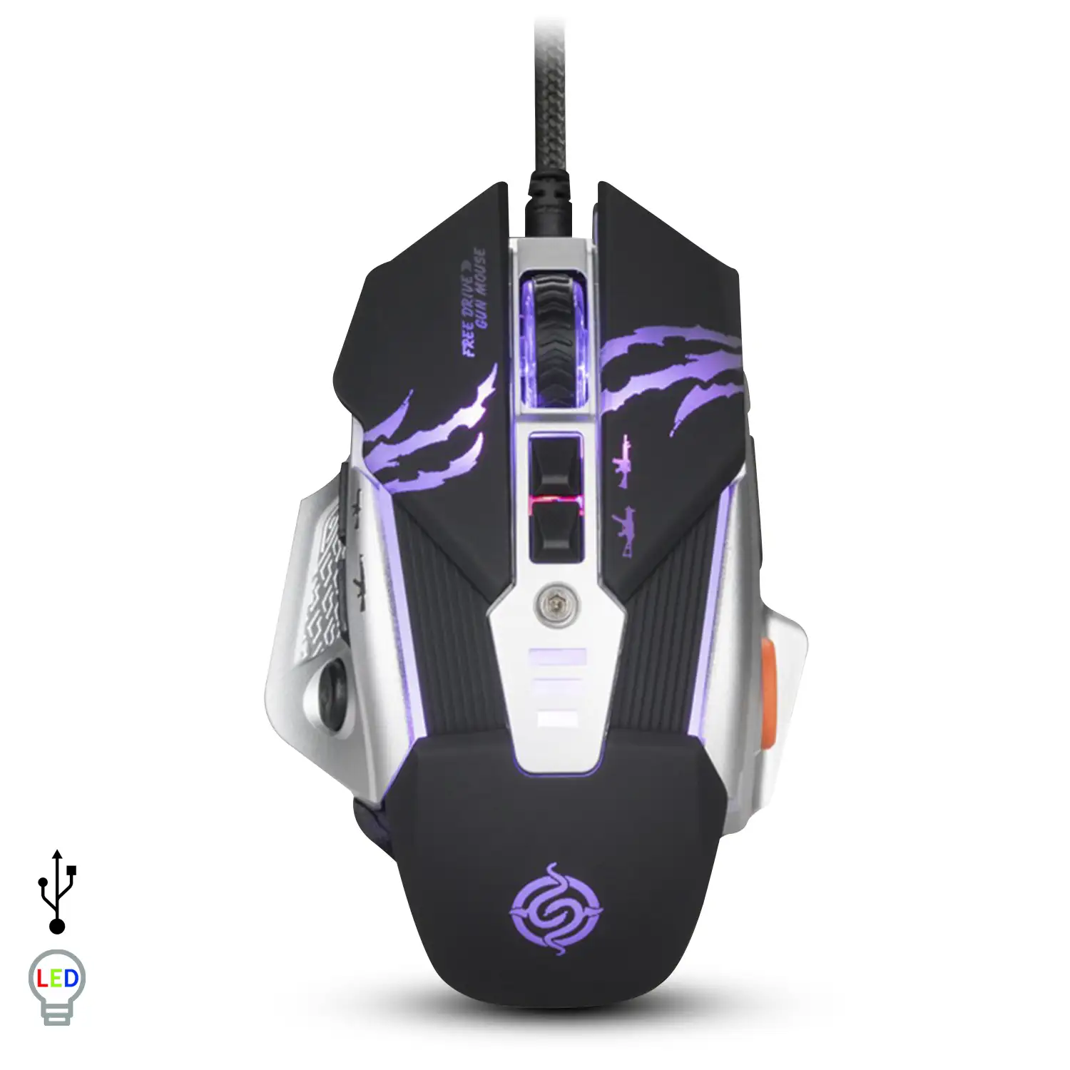 Ratón gaming G0, hasta 6400DPI, sensor óptico. Peso ajustable. Iluminación LED.