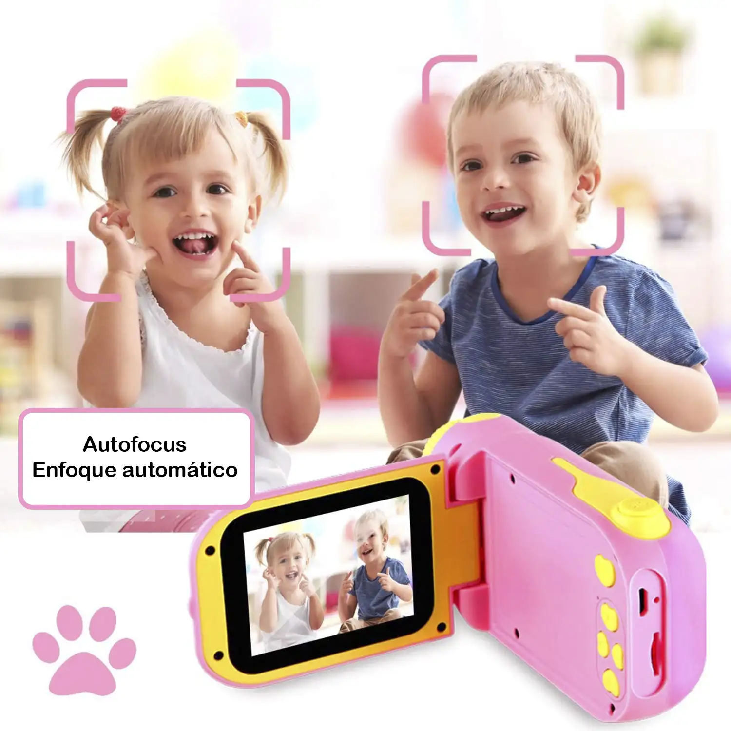 Cámara digital para niños de fotos y video con juegos. Pantalla plegable de 2,4