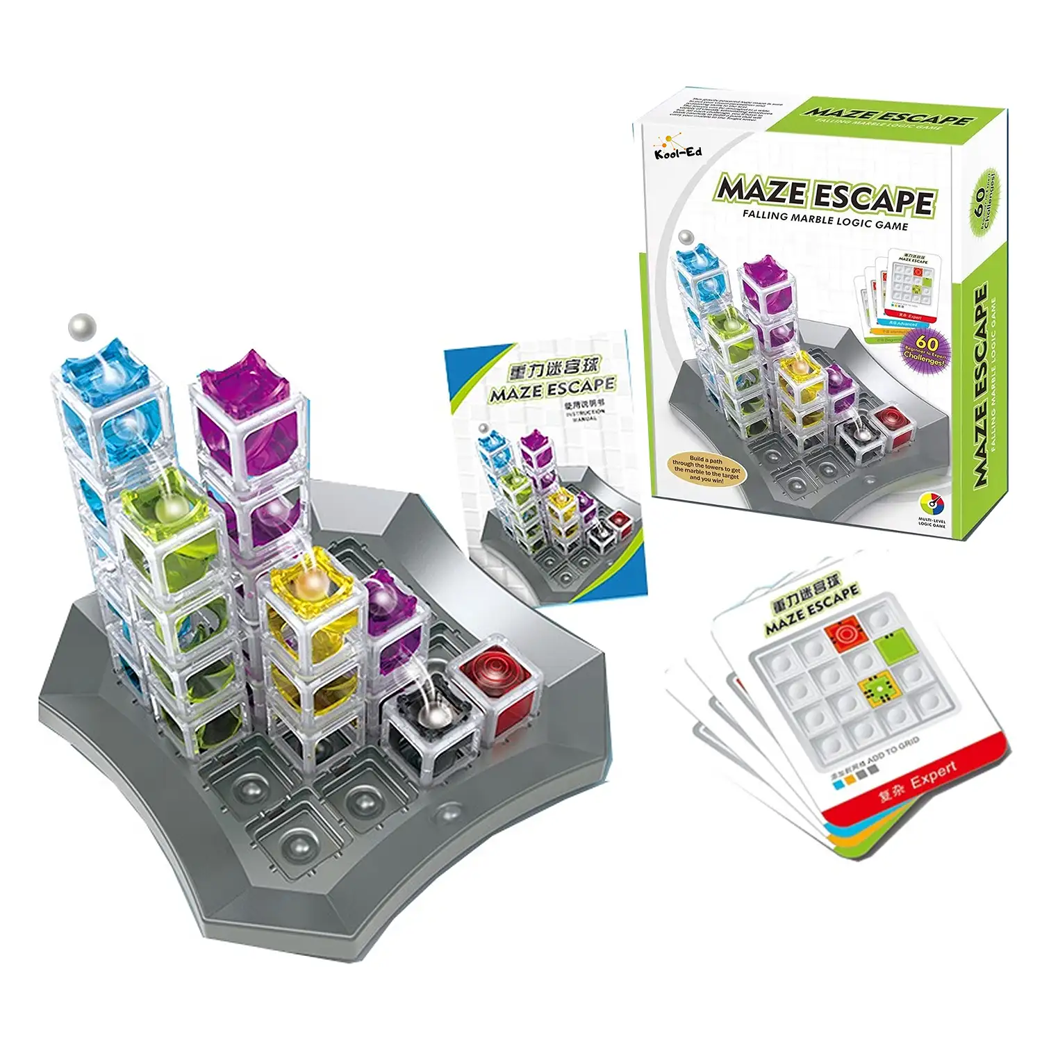 Maze Escape juego de habilidad e inteligencia 3D. 60 niveles en 4 categorías desde principiante a experto.