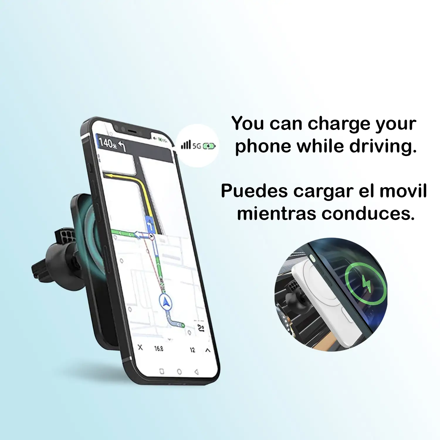 Cargador Inalámbrico Magnético para coche para iPhone 12