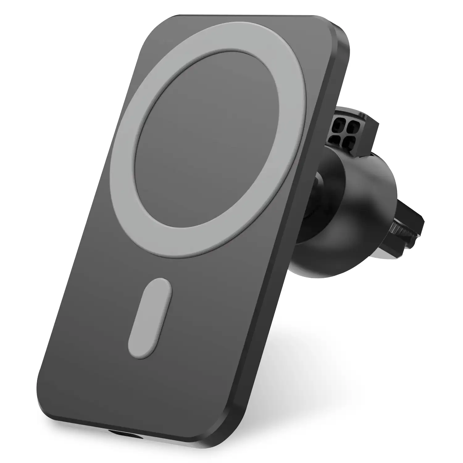 Cargador inalámbrico Qi para coche, con soporte magnético y enganche para rejilla. Compatible con Magsafe para iPhone 12 /13/14. Conexión Tipo C.