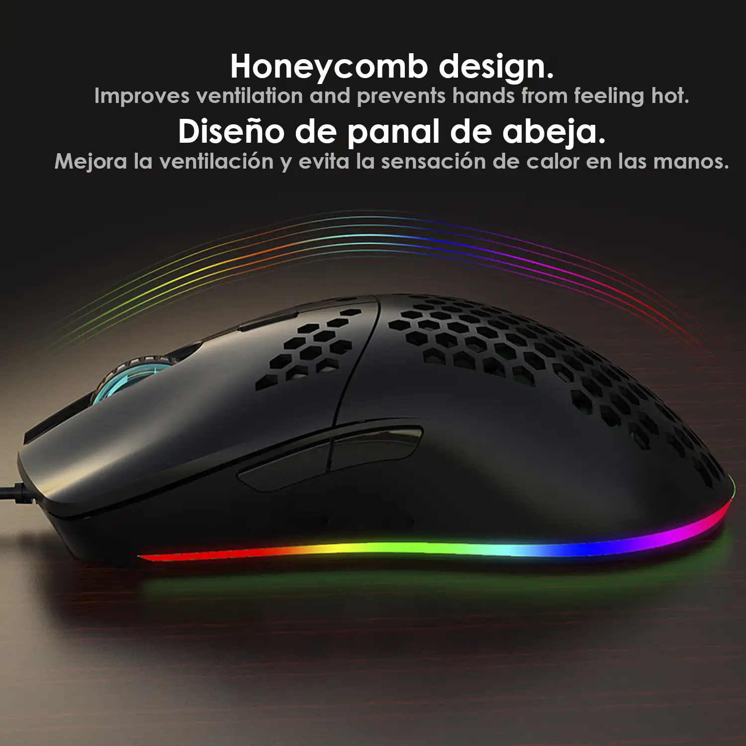 Ratón gaming C-7, hasta 16.000DPI, 1000Hz, 7 botones programables. Iluminación LED RGB.