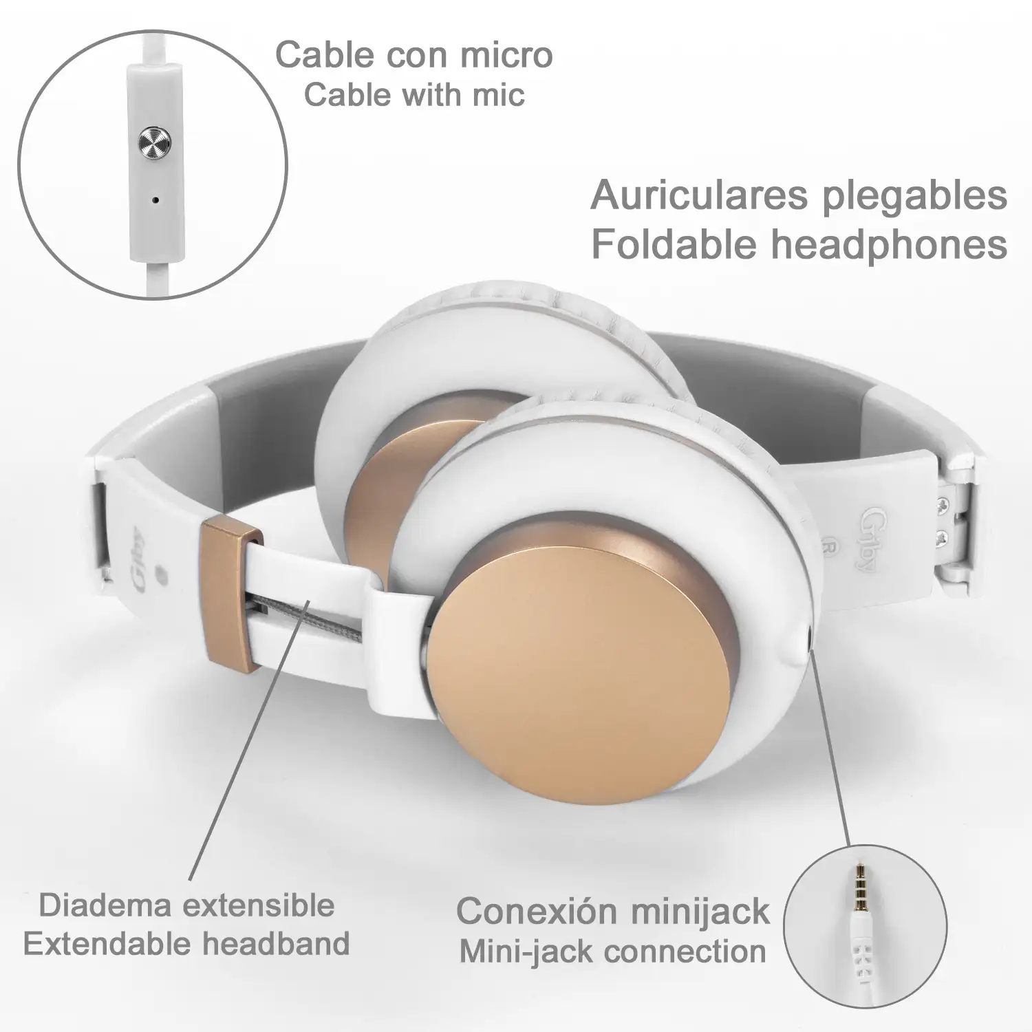Cascos inalámbricos Bluetooth 450BT. Incluyen cable jack 3,5mm.