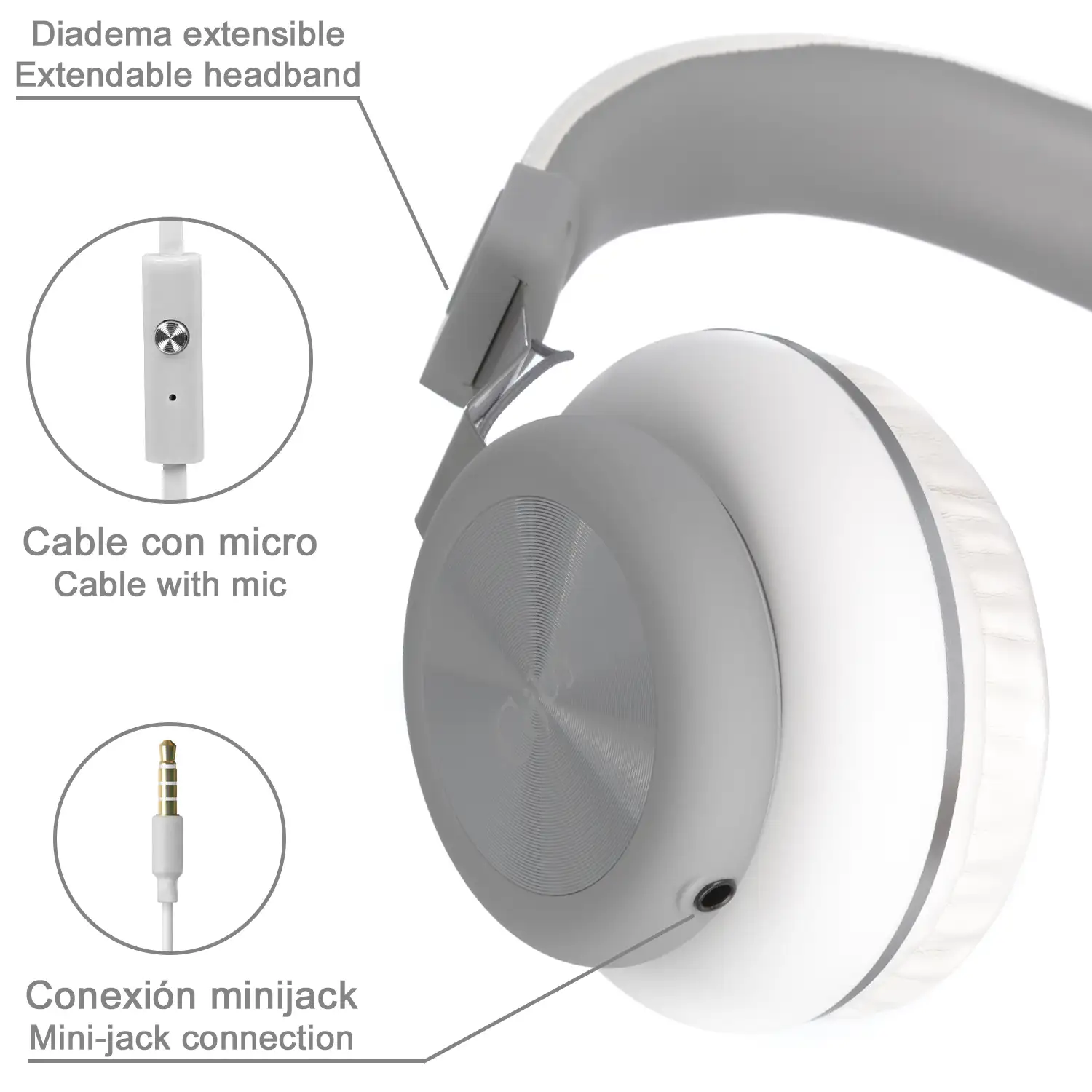 Cascos Hi-Fi GJ-25 con cable extraible y micro. Manos libres.