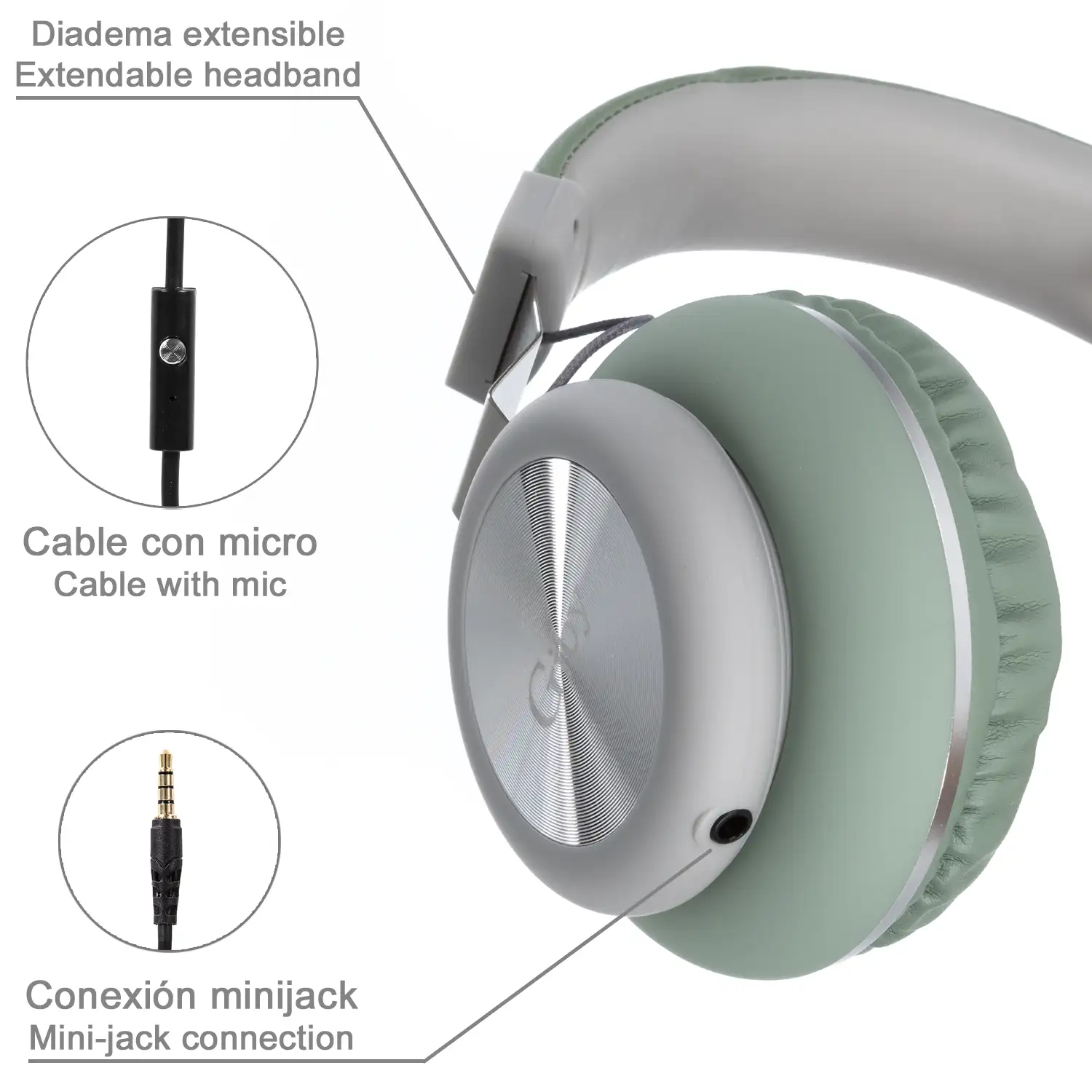 Cascos Hi-Fi GJ-25 con cable extraible y micro. Manos libres.