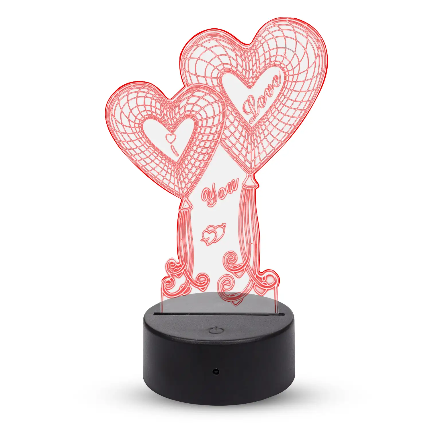 Lámpara ambiental efecto 3D, diseño Love. Luces RGB intercambiables, con efectos y mando a distancia.
