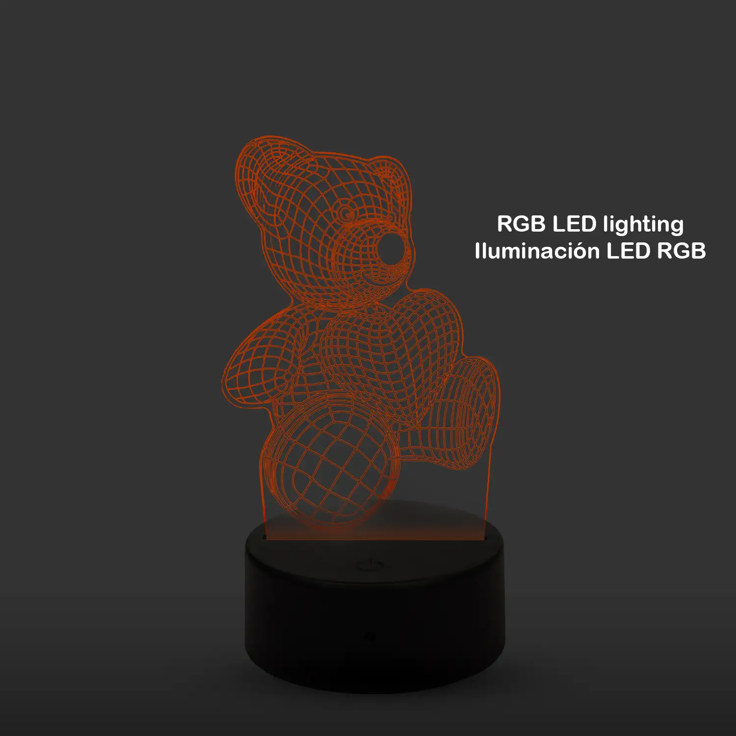 Lámpara ambiental efecto 3D, diseño Osito. Luces RGB intercambiables, con efectos.