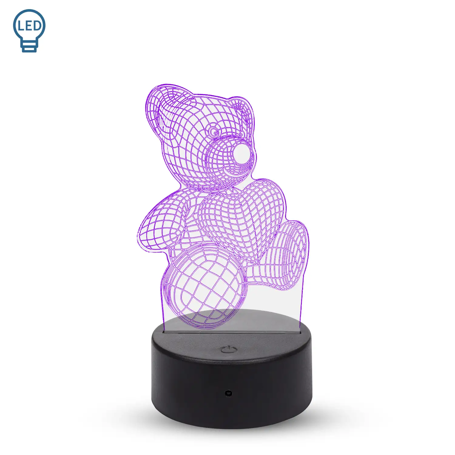 Lámpara ambiental efecto 3D, diseño Osito. Luces RGB intercambiables, con efectos y mando a distancia.