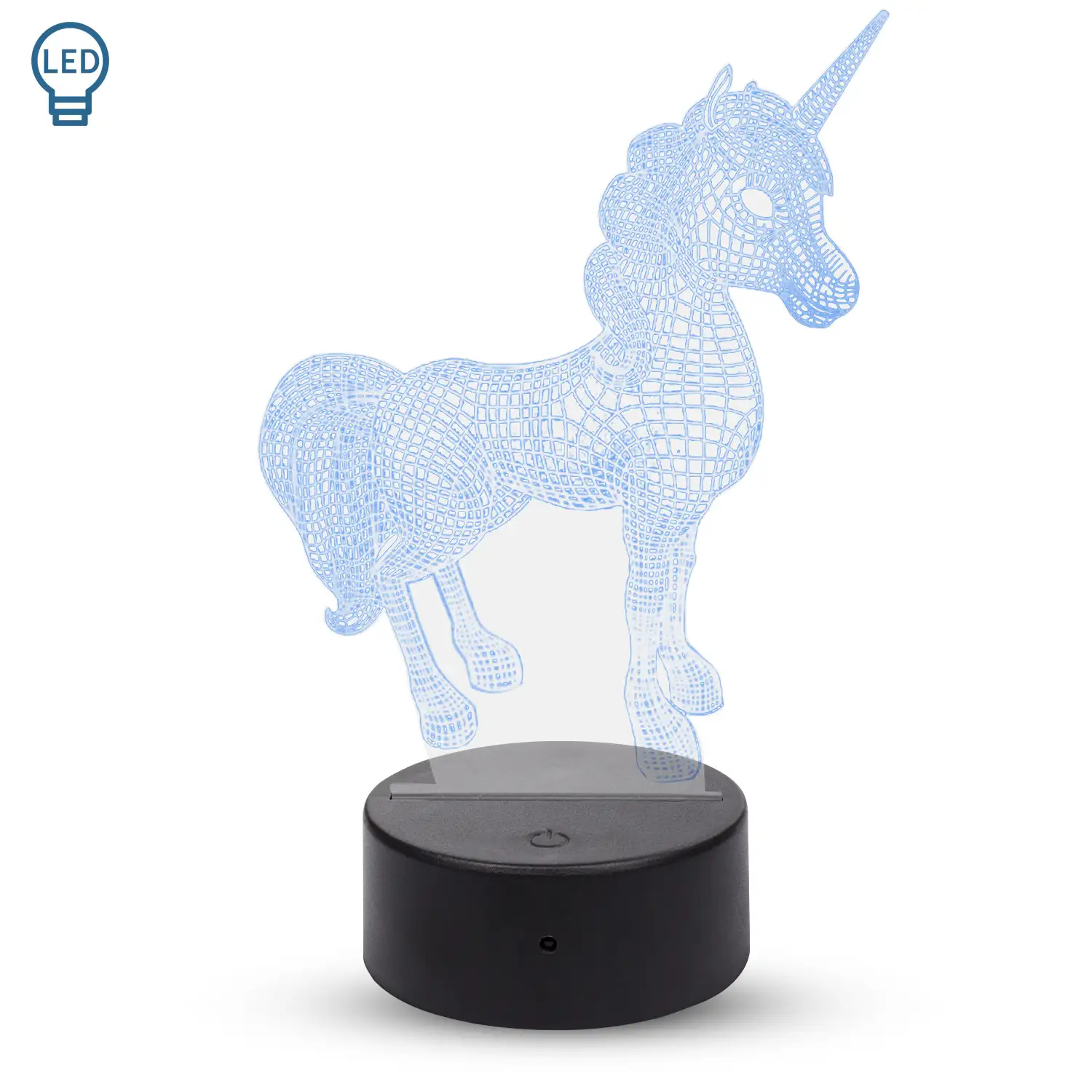 Lámpara ambiental efecto 3D, diseño Unicornio. Luces RGB intercambiables, con efectos y mando a distancia.