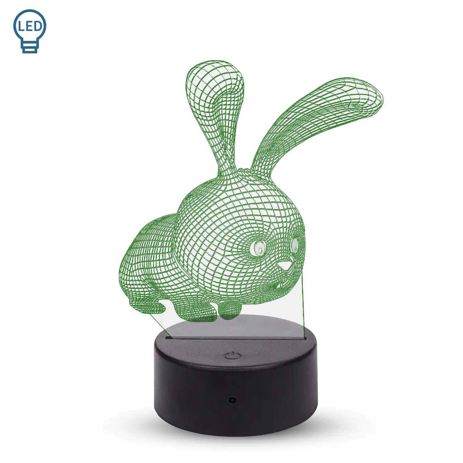 Lámpara ambiental efecto 3D, diseño Conejito. Luces RGB intercambiables, con efectos y mando a distancia.