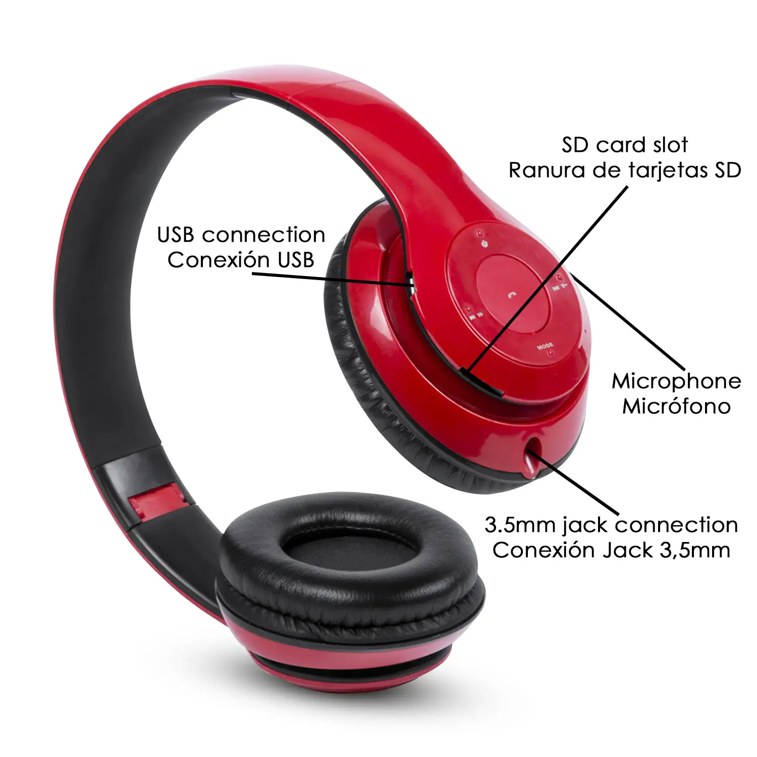 Auriculares Legolax plegables de diadema con conexión Bluetooth