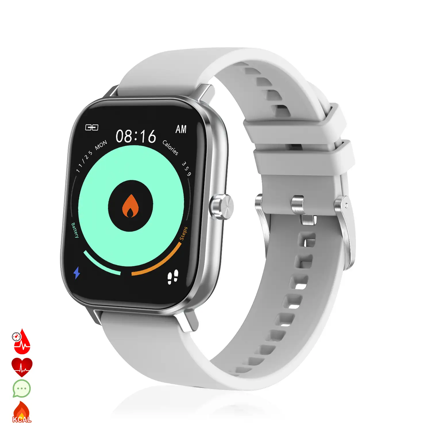 Smartwatch DT35+ con termómetro, monitor de tensión y oxígeno en sangre. Notificaciones en pantalla iOS y Android.