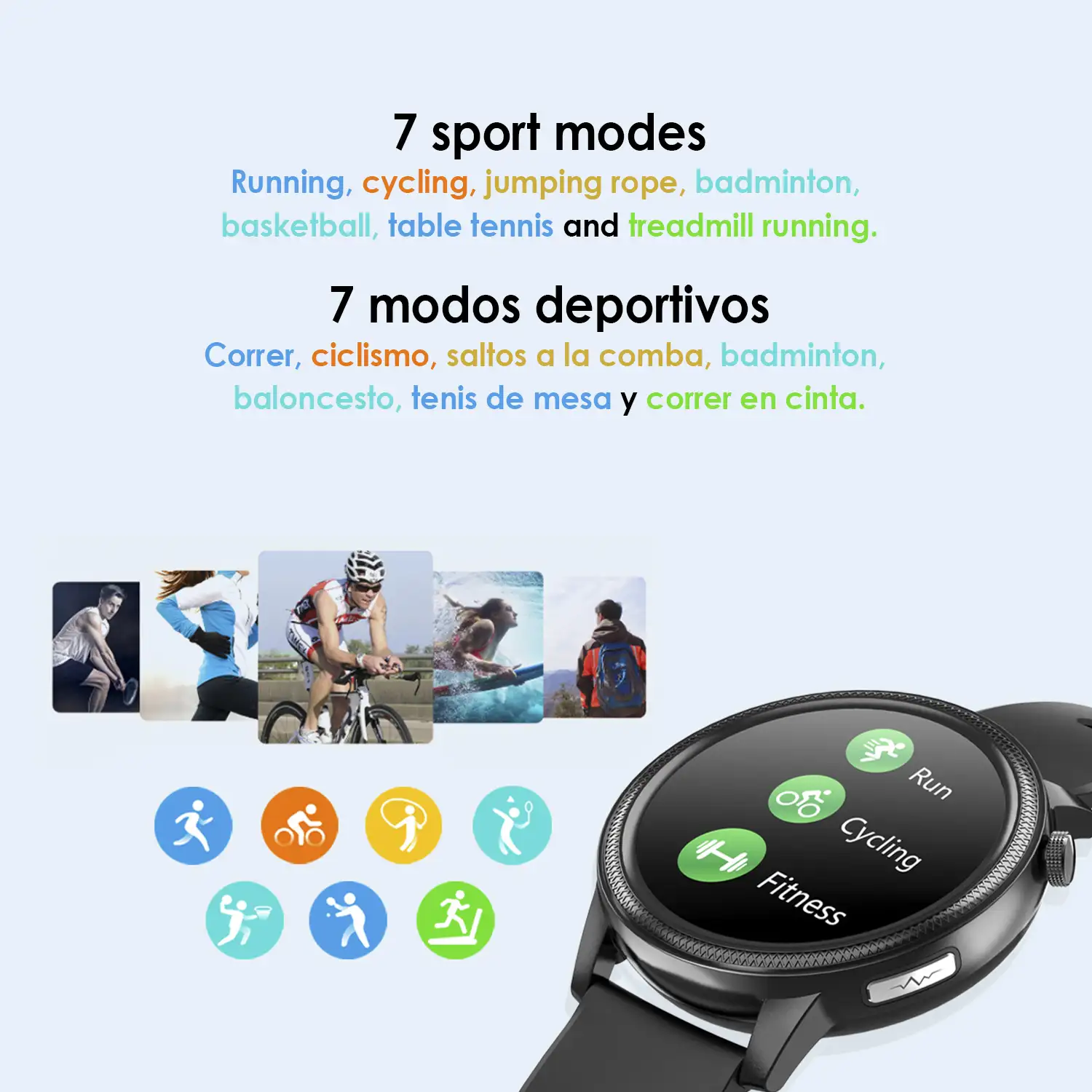Smartwatch S31 con termómetro corporal, monitor de tensión y oxígeno en sangre. 7 modos deportivos. Notificaciones en pantalla.