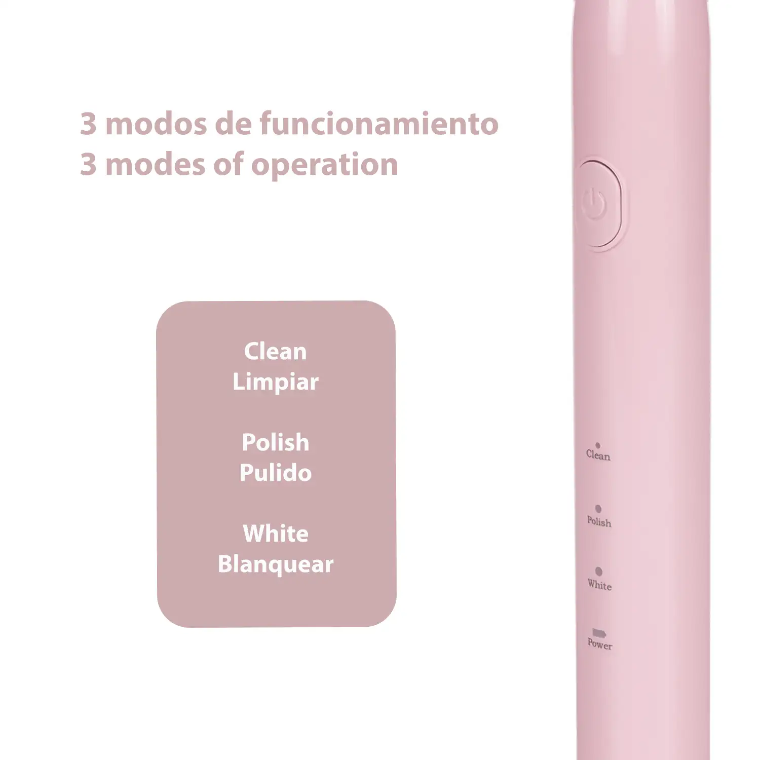 Cepillo de dientes eléctrico sónico ET02. Modos limpiar, pulir y blanquear. Incluye 4 cabezales.