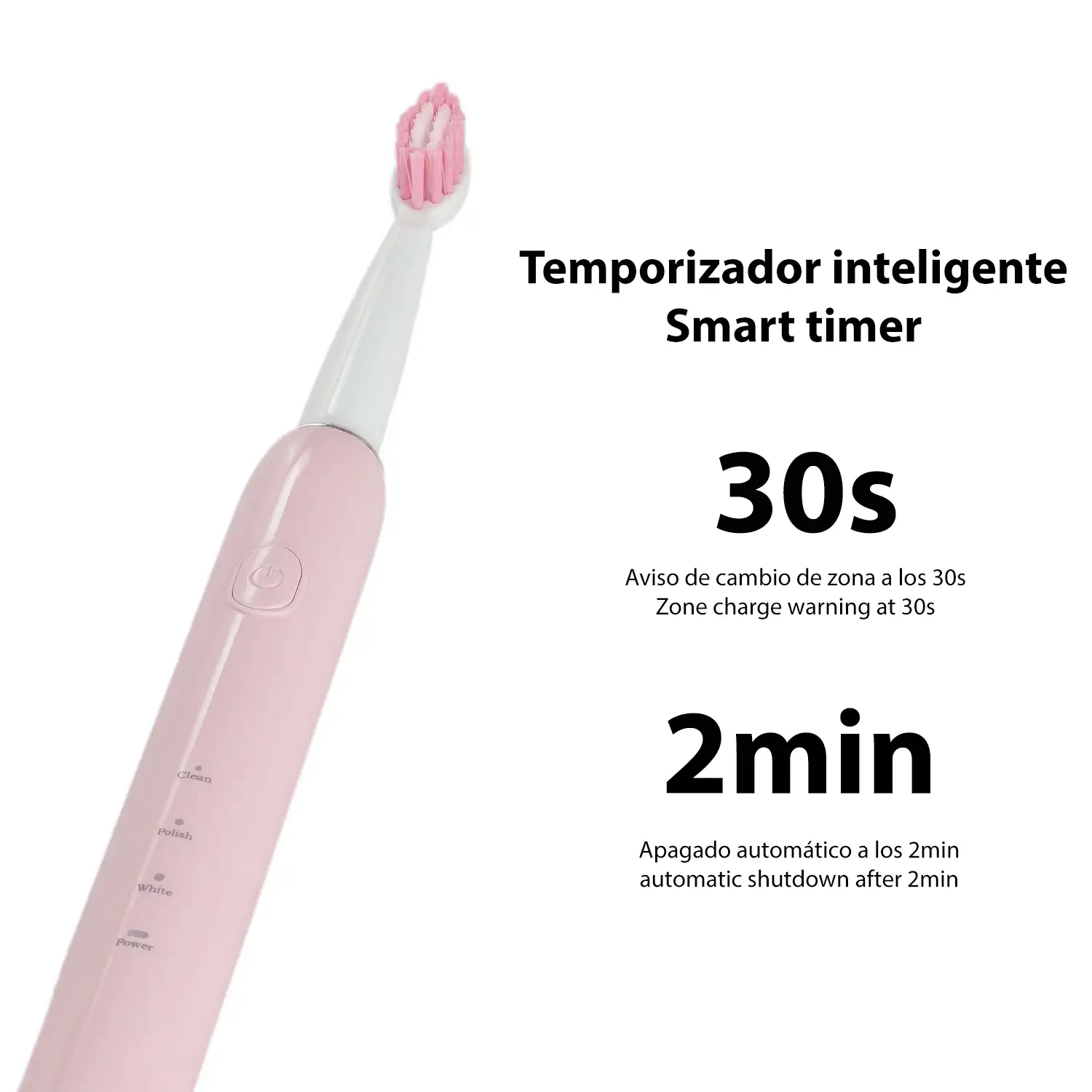 Cepillo dental eléctrico sónico ET02. Modos limpiar, pulir y blanquear. Incluye 4 cabezales.