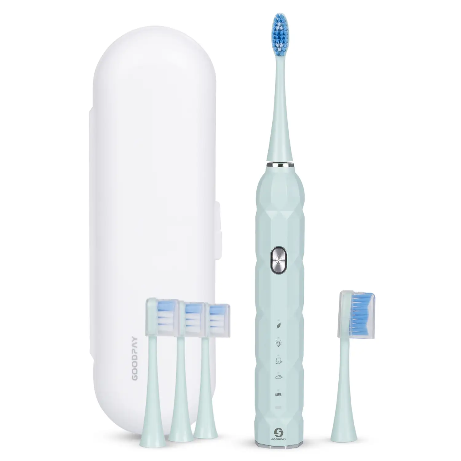 Cepillo de dientes eléctrico sónico ET04, con 5 modos de cepillado. Incluye 5 cabezales y estuche de transporte.