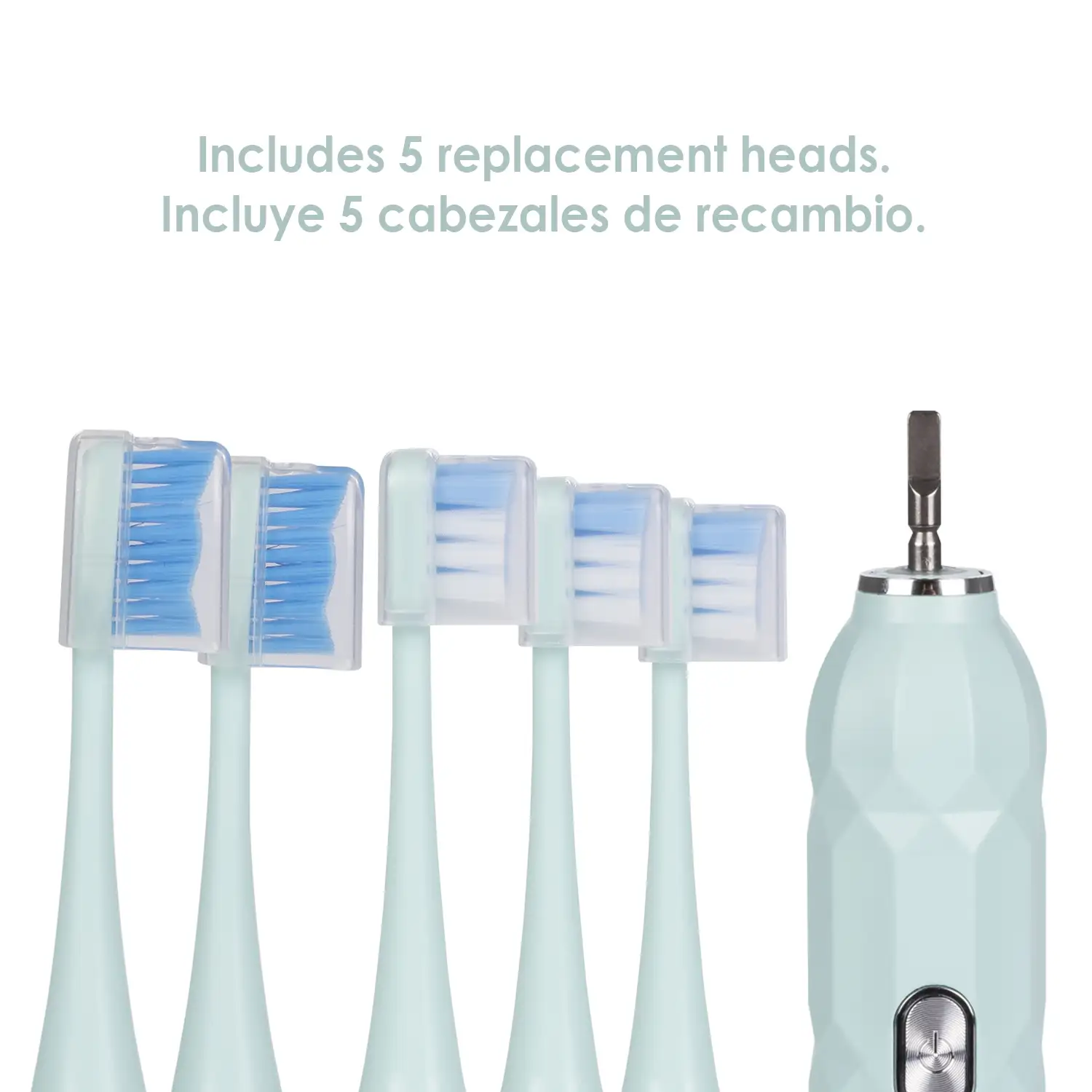 Cepillo de dientes eléctrico sónico ET04, con 5 modos de cepillado. Incluye 5 cabezales y estuche de transporte.