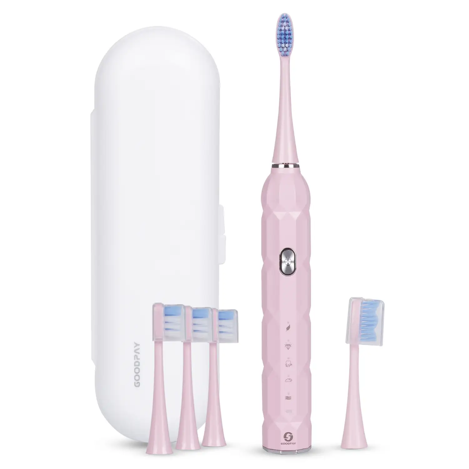 Cepillo de dientes eléctrico sónico ET04, con 5 modos de cepillado. Incluye 5 cabezales y estuche de transporte.