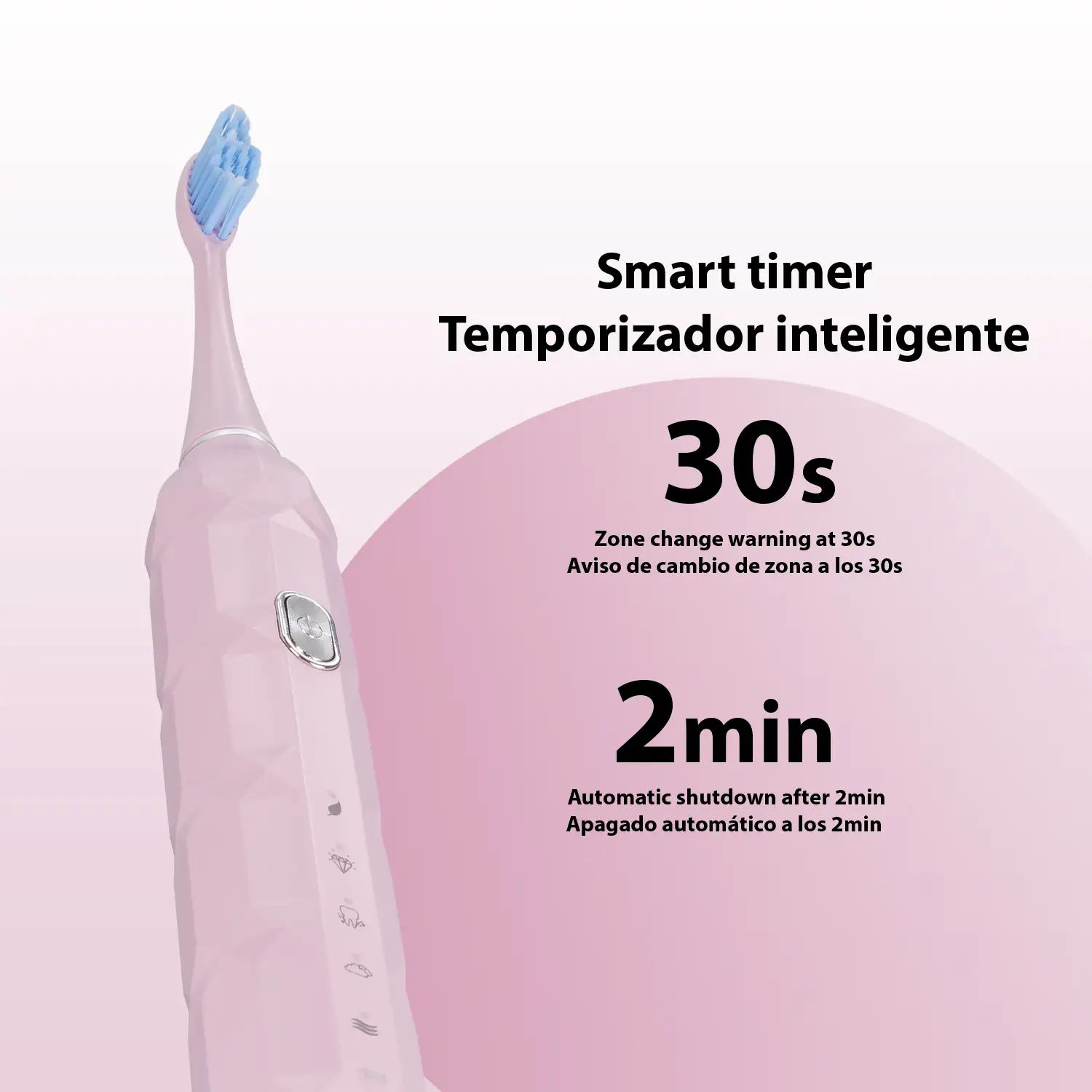 Cepillo de dientes eléctrico sónico ET04, con 5 modos de cepillado. Incluye 5 cabezales y estuche de transporte.