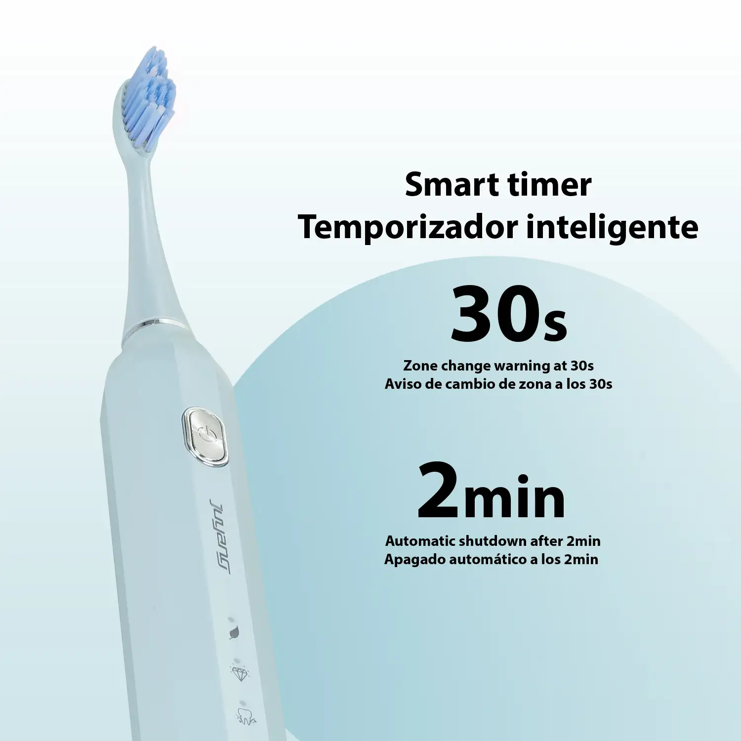 Cepillo dental eléctrico sónico ET05, con 5 modos de cepillado. Incluye 5 cabezales.