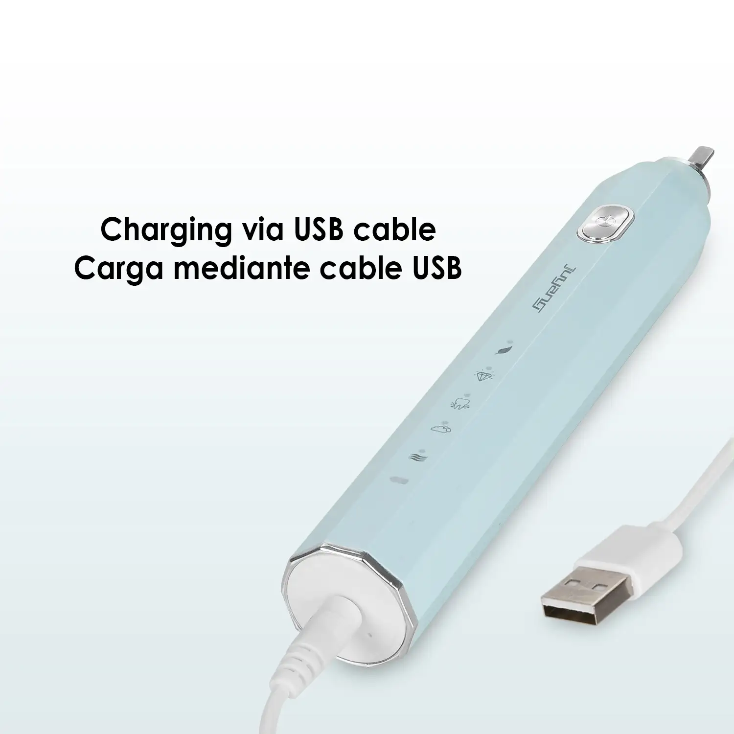 Cepillo de dientes eléctrico sónico ET05, con 5 modos de cepillado. Incluye 5 cabezales.